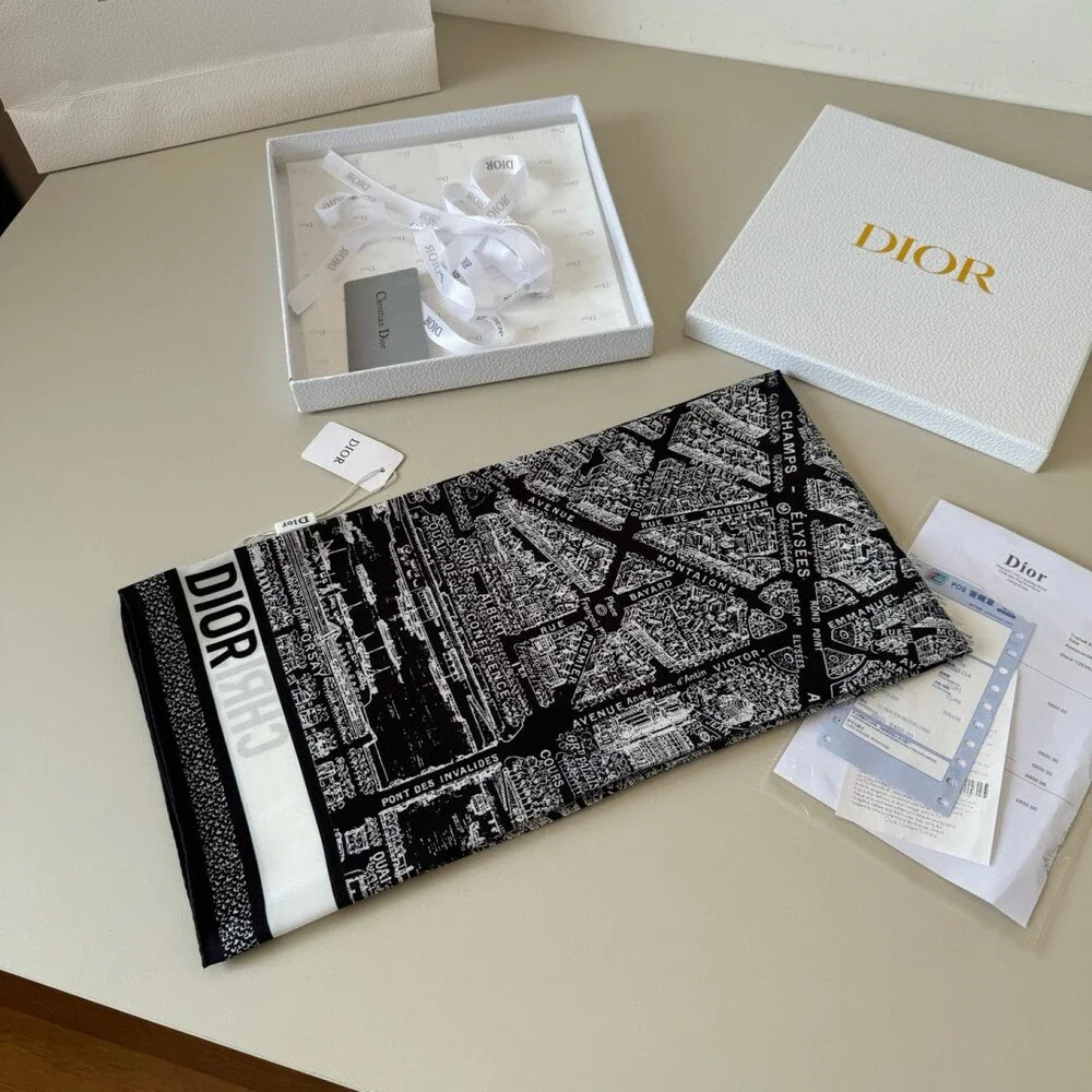 DIOR Parisian Map Silk Scarf